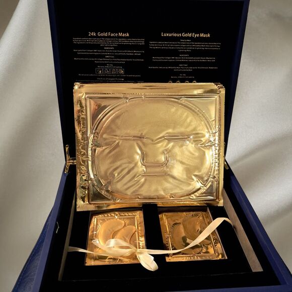 Grace 24K Gold Anti-Aging mask Kit in a  LuggageTighten, Brighten & uplift skin - Picture 1 of 15